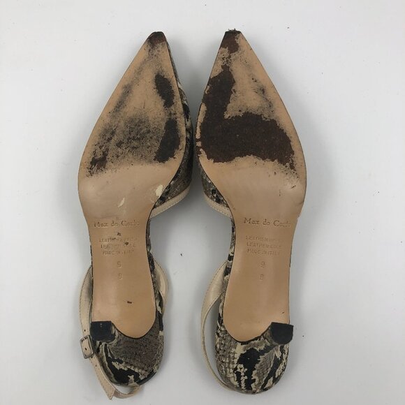 MAX DE CARLO Snakeskin Pointed Toe Slingback Heels US 9M EUC - Picture 5 of 8